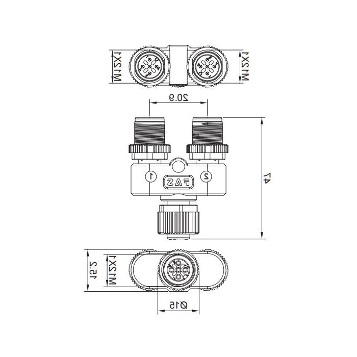 M12 5Pin female/M12 3Pin male+M12 2Pin male、Y-connector、645231