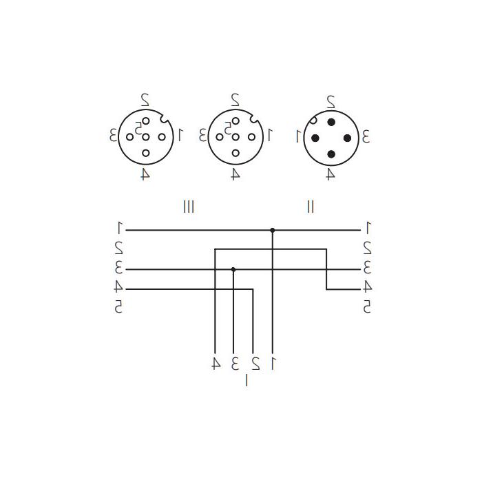 M12 4Pin male/2M12 3Pin female、Y-shaped precast PVC non-flexible cable、Gray sheath、64D403-XXX